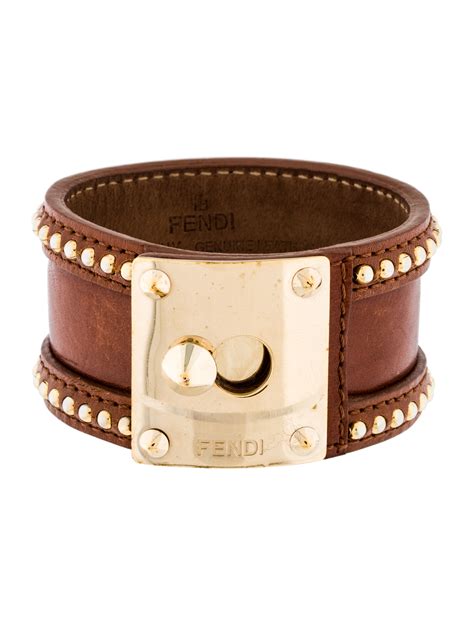 fendi leather bracelet with conical stud and ring|old Fendi bracelet square.